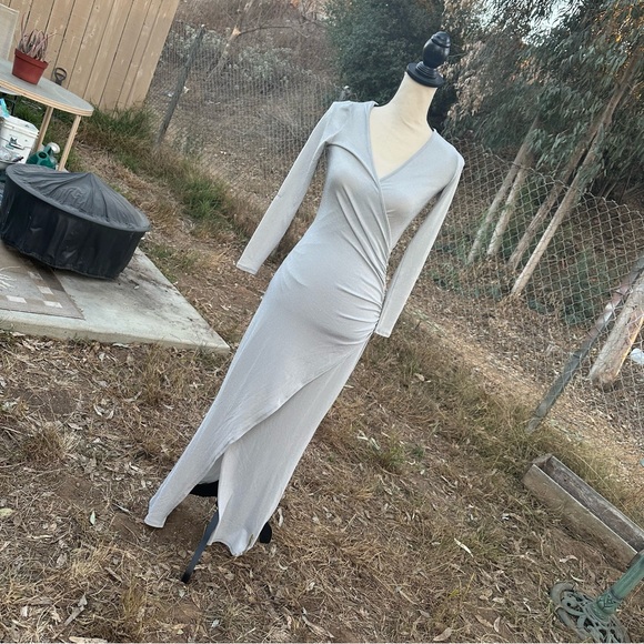 Elegant & Long Shimmering Silver Wrap Dress by KOUKLA - Picture 1 of 5